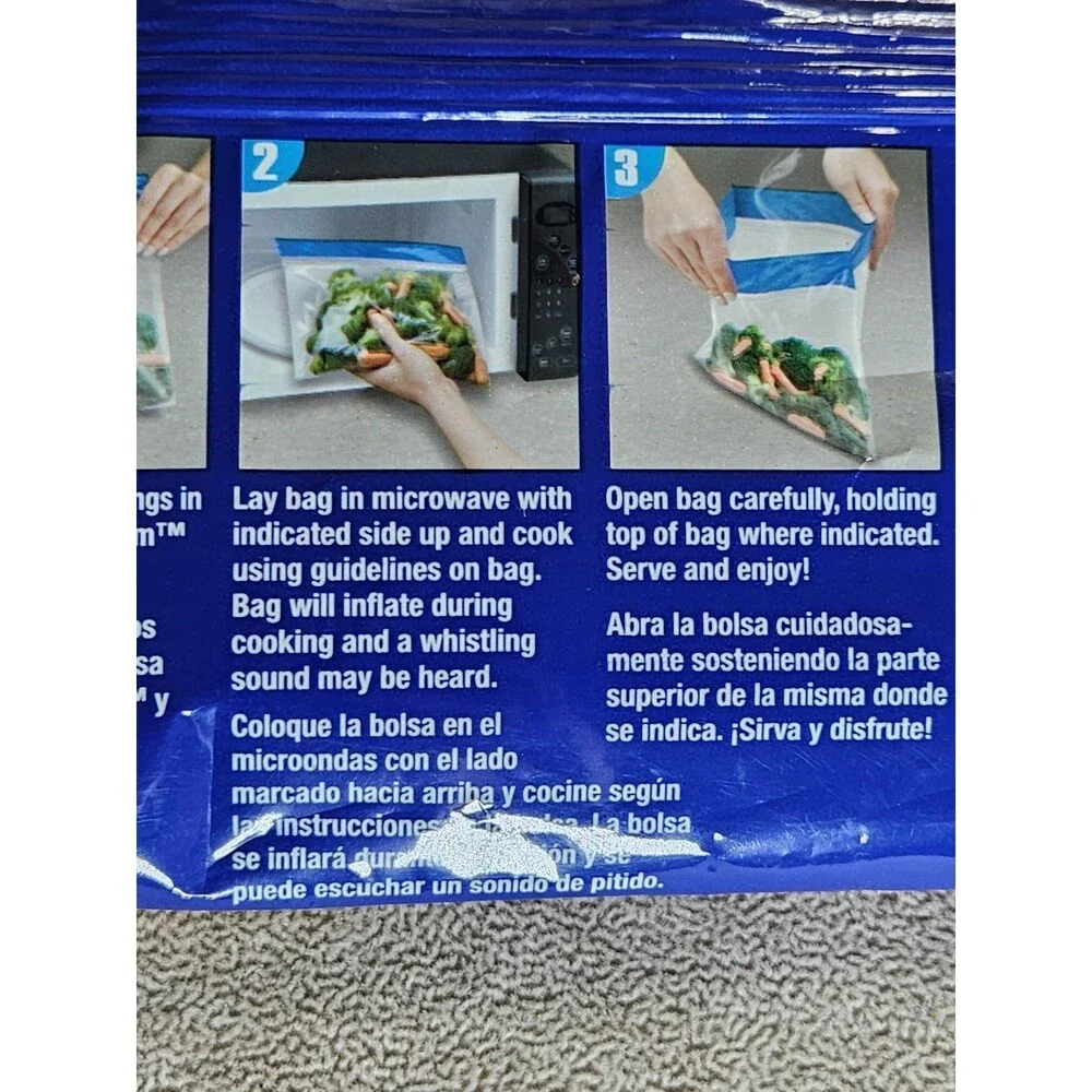 Ziploc Zip'N Steam Medium Cooking Bag-Pack of 9 - Opened but NEW 10 pack MINUS 1